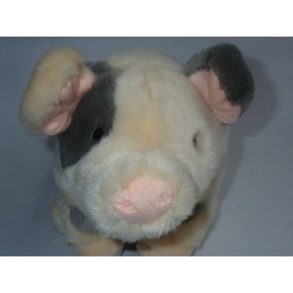 Toys R Us Pig Plush Stuffed Animal Peach Pink Grey Spots Piglet Realistic‎ 12" - Picture 4 of 6